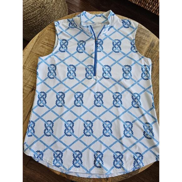 JoFit Sleeveless Mock Neck Performance Golf Shirt Womens Size XL Nautical - Picture 3 of 7